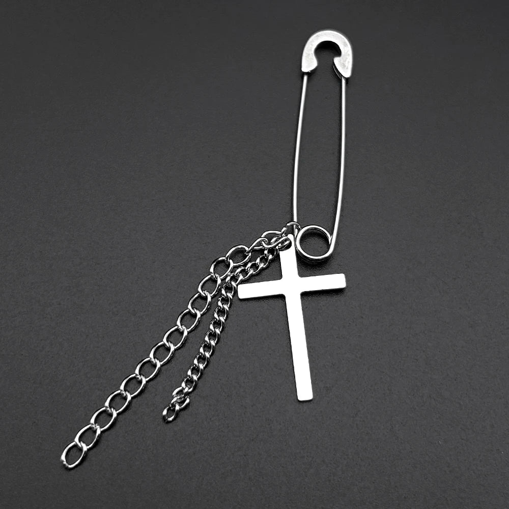 2026 Korean Wave New Stainless Steel Earring Pin Cross Chain Hip Hop Punk Men Accessories Lover Gift Stainless Steel Jewelry