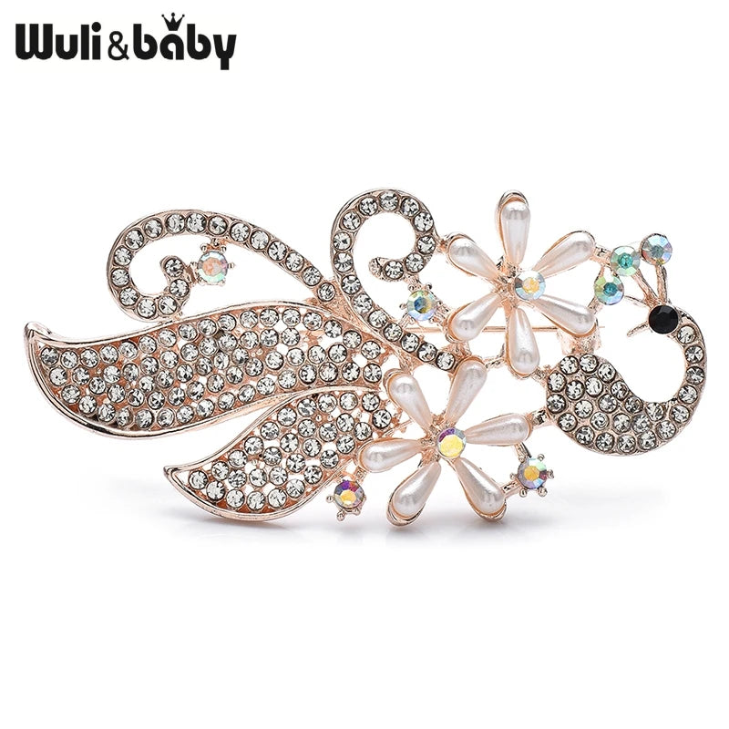 PENDRA Peacora Pearl Peacock Brooch