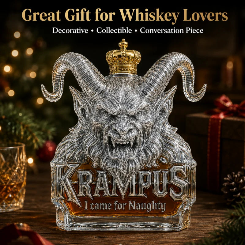 Krampus Gothic Demon Horn Glass Decanter Creative Spirits Bottle for Whiskey Bourbon Rum and Holiday Decoration