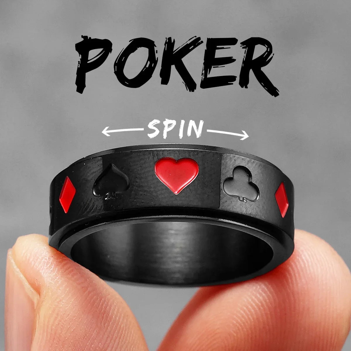 Lucky Poker Fidget Spinner Men Rings Stainless Steel Punk Luxury New In Women Jewelry Fashion Accessories Gift Wholesale