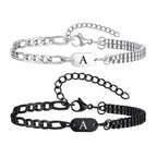 Initials Bracelets for Men Women Couple,Alphabet A-Z 26 Letter Stainless Steel Chain Link Wristband,Valentine's Day Gift for BBF