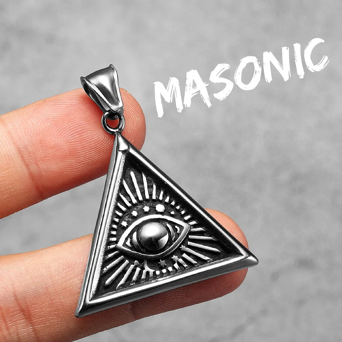 PENDRA Masonic Illuminati Eye Steel Necklace