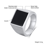 Square Signet Ring for Men Boys,Waterproof Stainless Steel Finger Band Ring,Gothic Punk Rock Jewelry Gifts