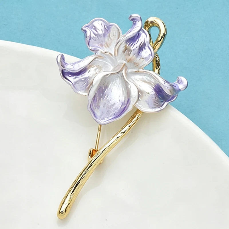 PENDRA Orchidelle Pretty Enamel Orchid Brooch