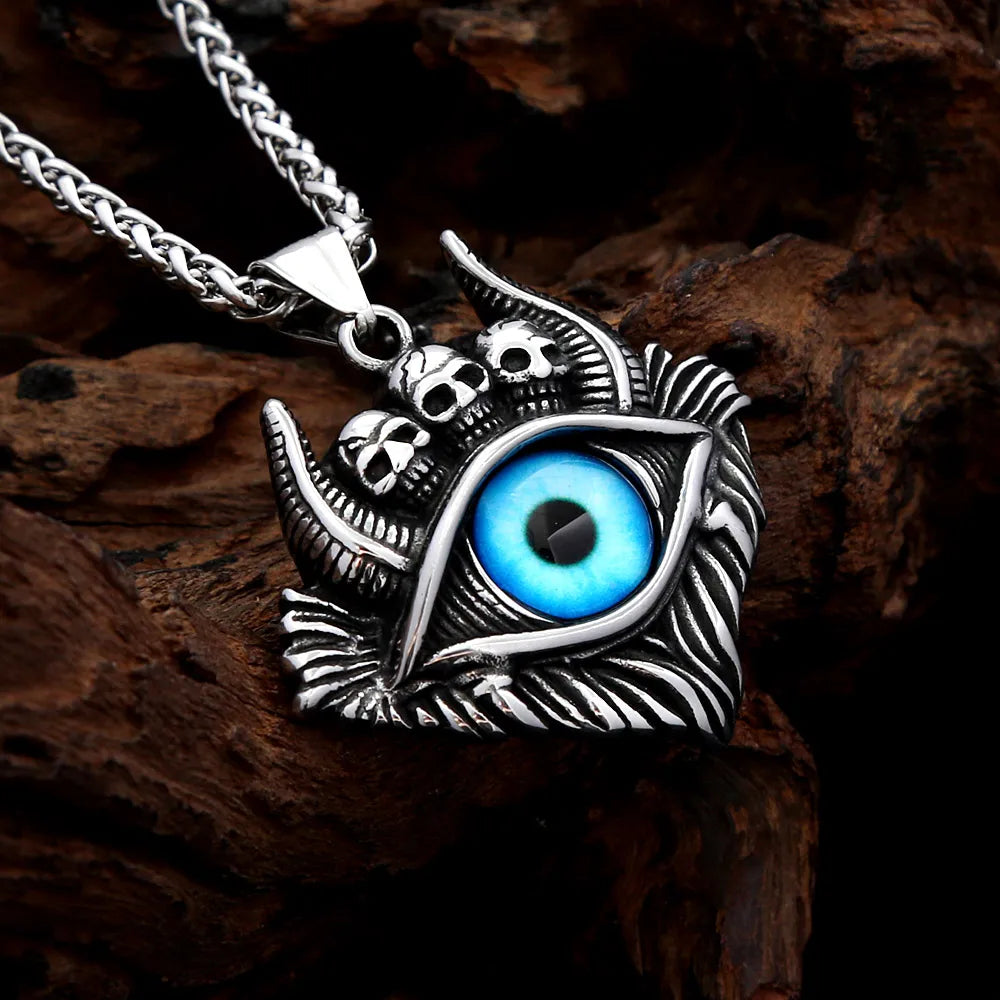 PENDRA Demoneye Blue Stainless Steel Demon Eye Pendant