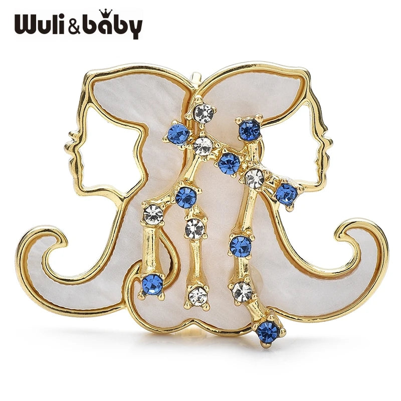 PENDRA Gemini Rhinestone Zodiac Star Brooch