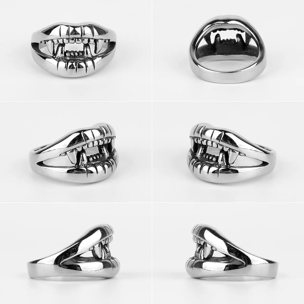 PENDRA Devil Mouth Teeth Steel Ring