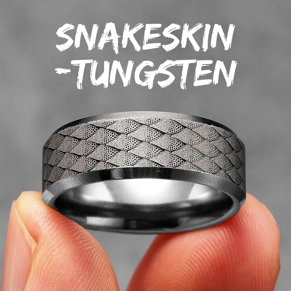 Fish Scale Pattern Luxury Laser Engrave Tungsten Steel Men Rings Punk Rock Women Wedding Jewelry Accessories Gift Wholesale