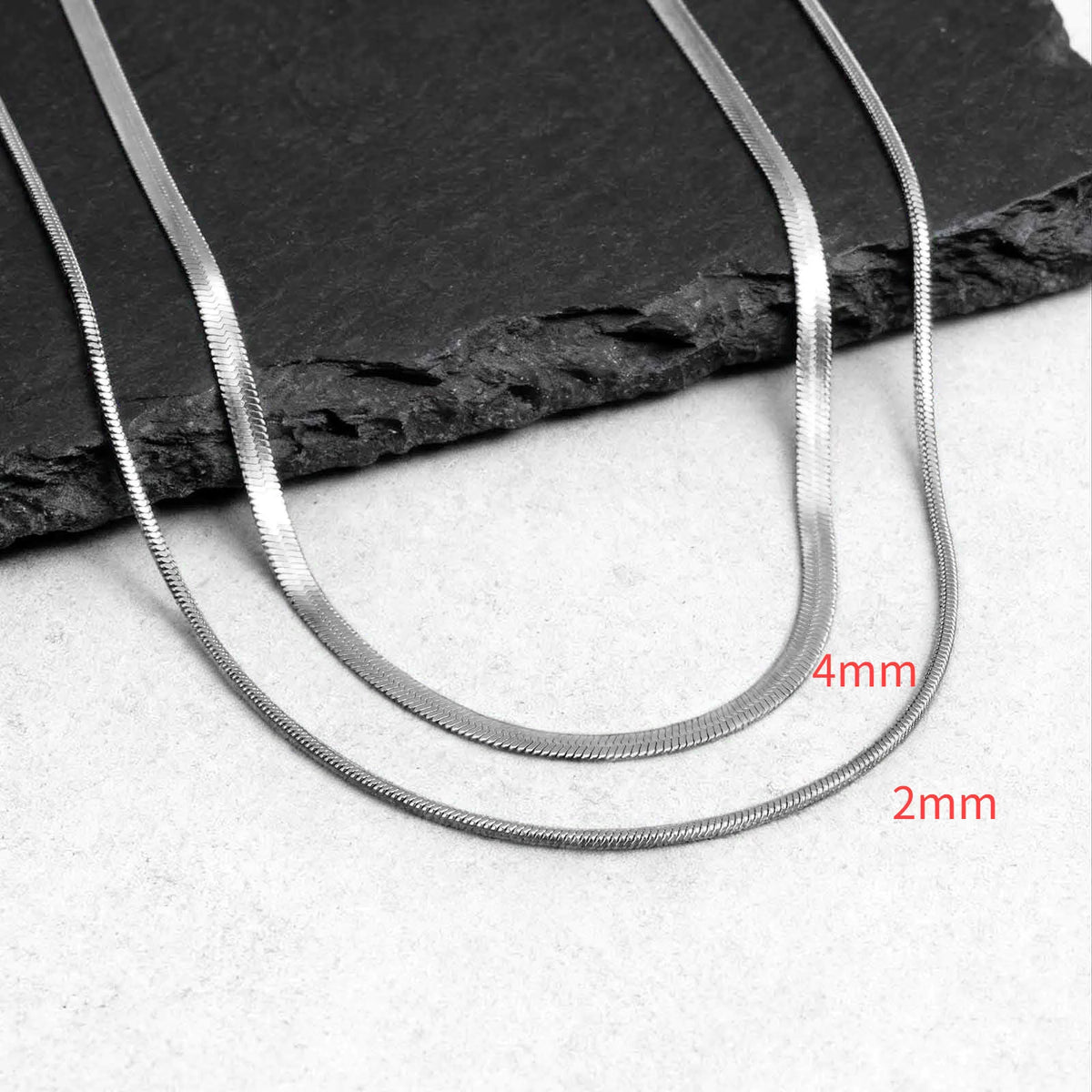 2pcs Chain Necklace for Men Boys,4MM Stainless Steel Flat Snake Chain Collars,2mm Silver Gold Color Box Chain Gift