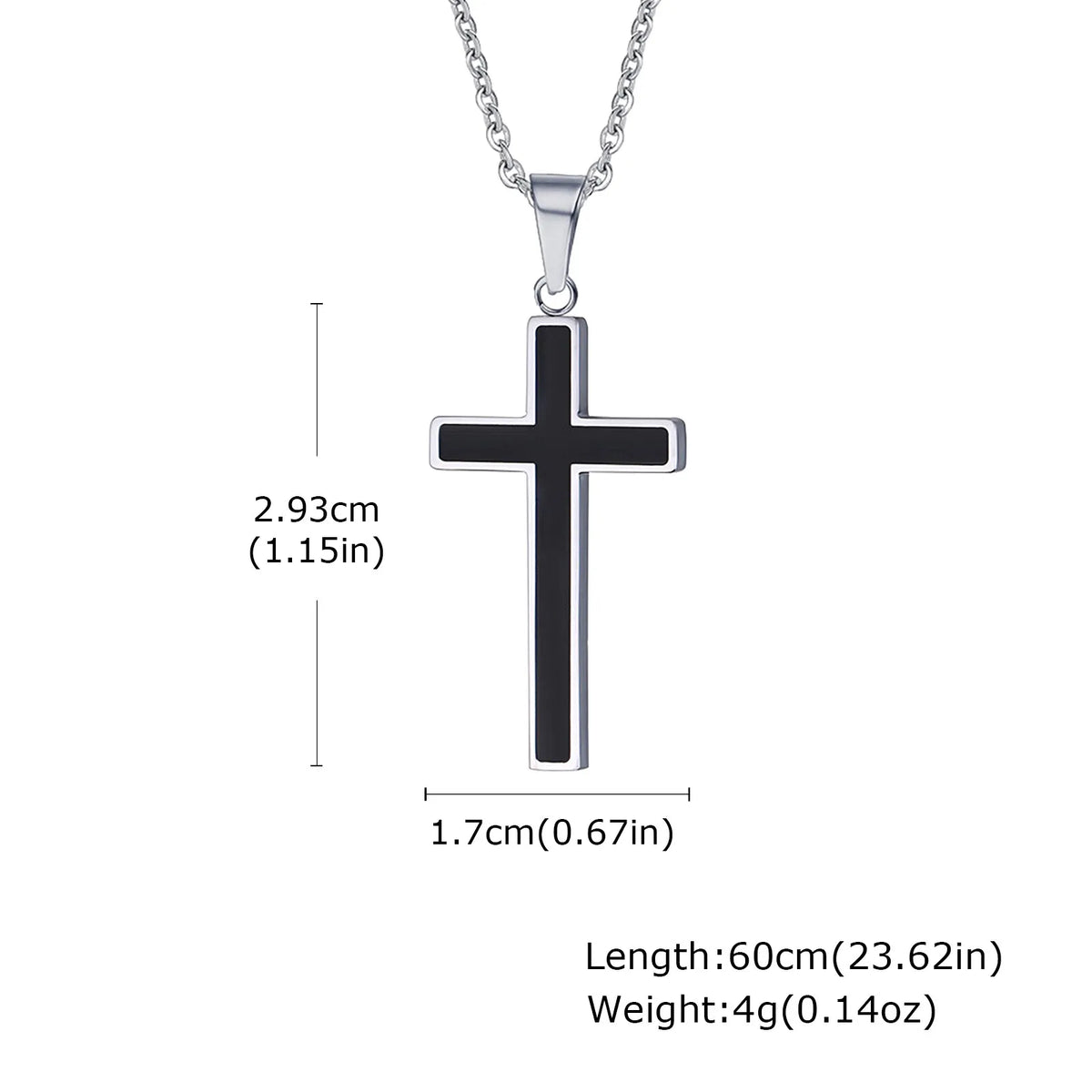 Hip Hop Punk Cross Necklace for Men,Waterproof Stainless Steel Plain Cross Pendant Necklace,Vintage Casual Jewelry Gift