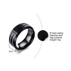 Stylish Black Mens Initial Ring, Waterproof Stainless Steel A-Z Letter Wedding Bands for Male Boys Finger Gift Jewelry
