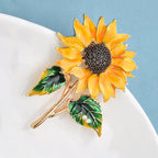 PENDRA Solara Yellow Enamel Sunflower Brooch