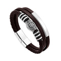 Mprainbow Viking Rune Compass Multi-layer Leather Bracelets for Men, Clasp Wristband Vintage Norse Male Amulet Jewelry