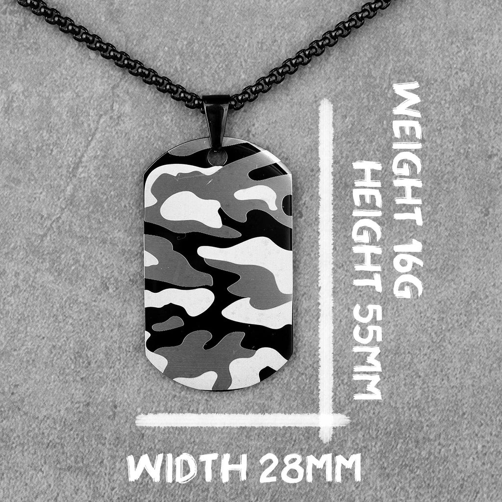Camouflage Tag Army Long Men Necklaces Pendants Chain Punk for Boyfriend Male Stainless Steel Jewelry Creativity Gift Wholesale