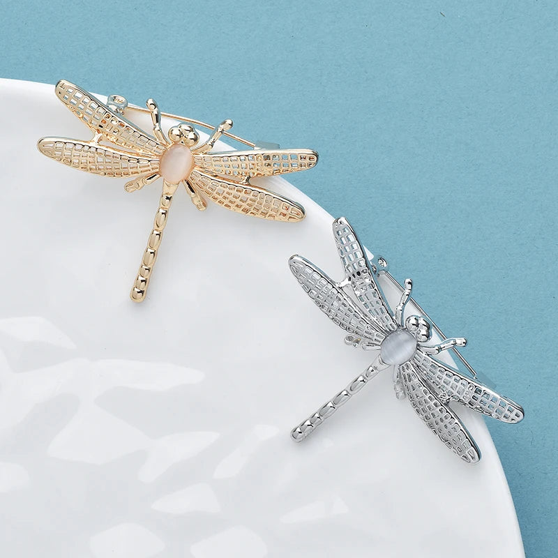 Wuli&baby Alloy Dragonfly Brooches For Women Men 2-color Simple Match Insects Party Office Brooch Pins Gifts