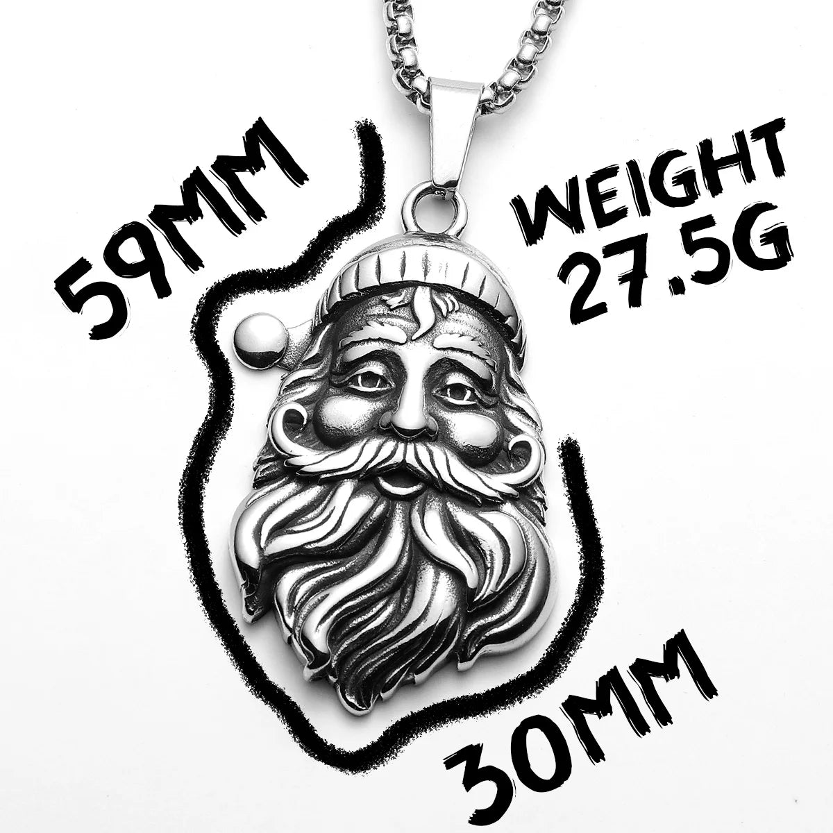 Merry Christmas Santa Claus Men Necklaces Stainless Steel Pendant Chain Women Fashion Jewelry Punk Accessories Gifts Wholesale