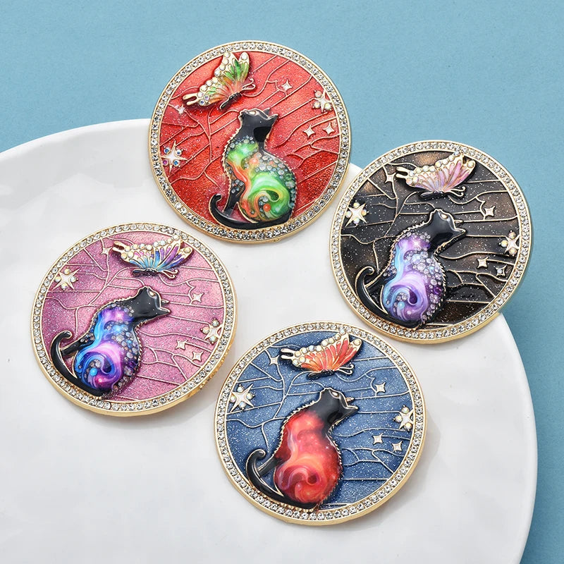 PENDRA Fluttering Cat Butterfly Enamel Brooch