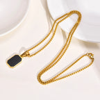 PENDRA Square Enamel Rectangle Pendant Necklace