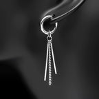 New Fashion Stainless Steel Long Chain Tassel Pendent Earrings Hoop Personality Ear Clips For Unisex Hiphop Punk Rock Trendy