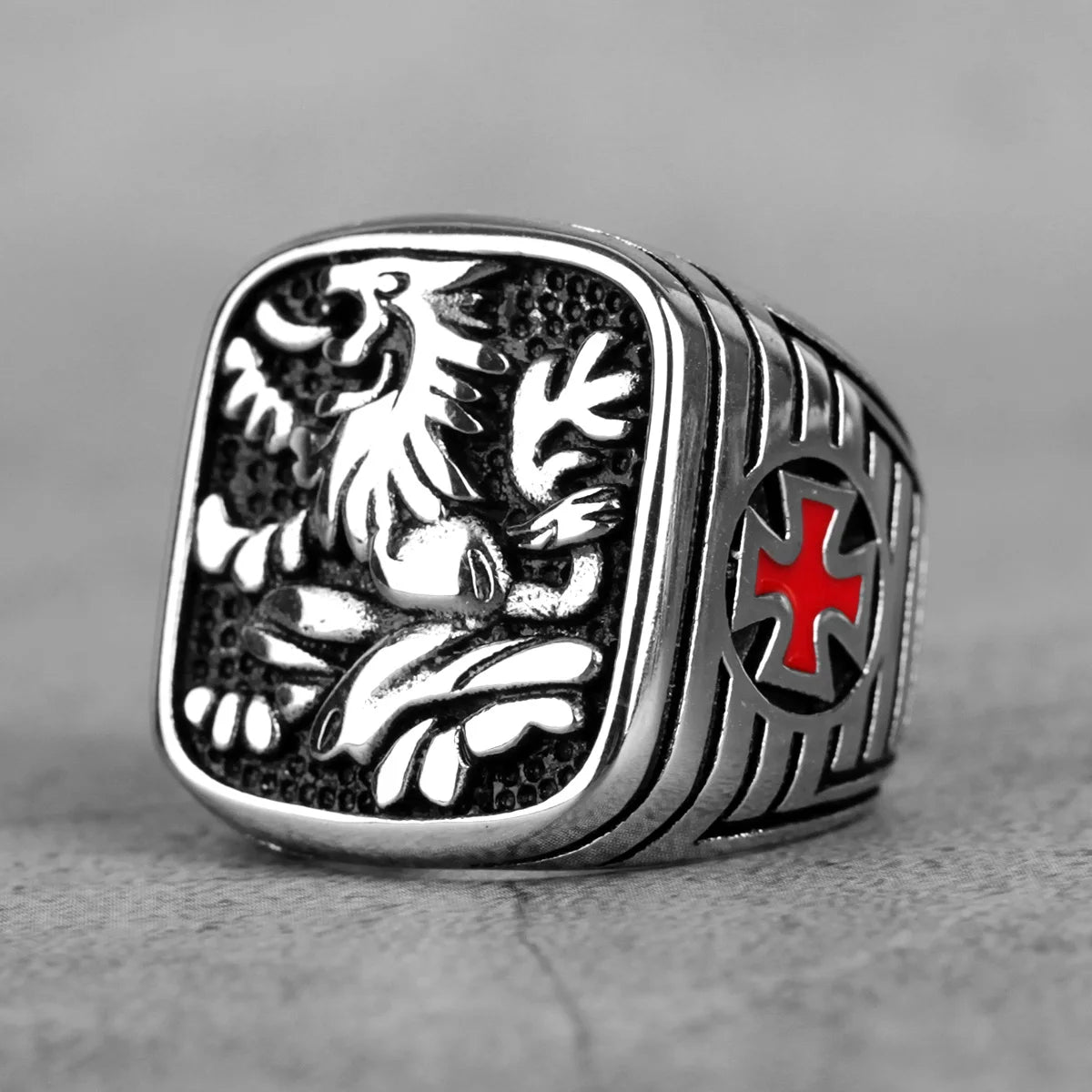 PENDRA Royal Lion Religious Steel Ring