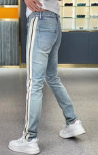 PENDRA Striped Spliced Pants