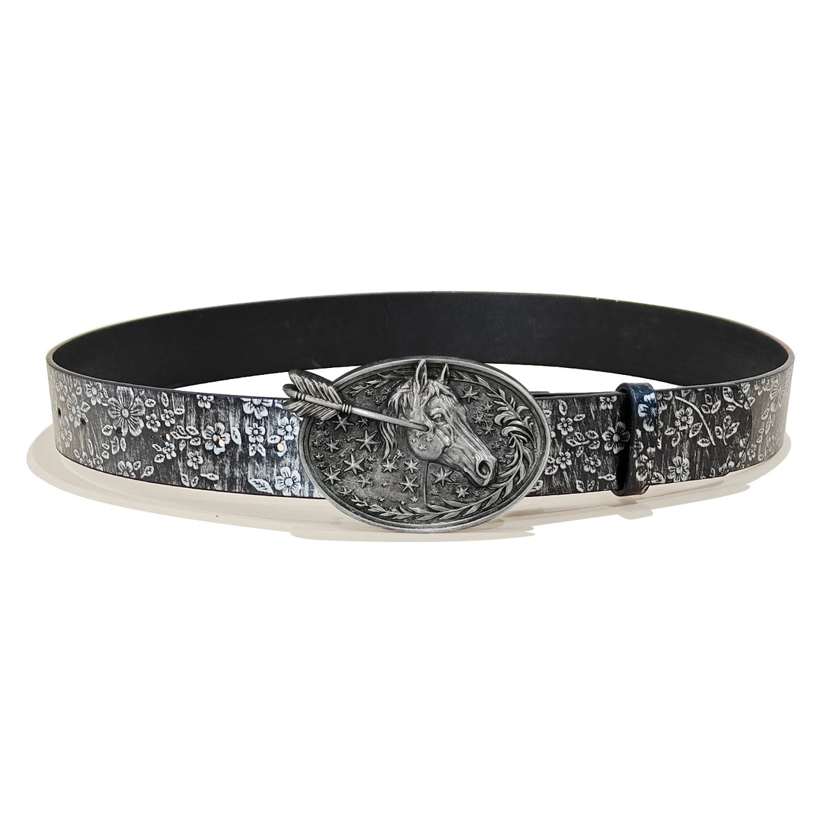 Retro Western Cowboy Style Casual Belt with Antiqued Alloy Horse Buckle, a Versatile Accessory for Daily Commute and Dating