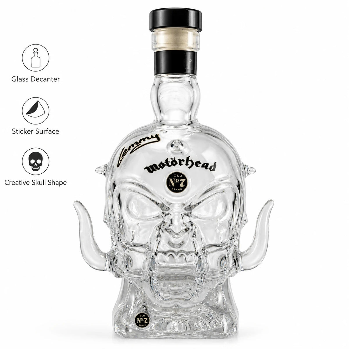 Motörhead Band Skull Glass Decanter Sticker Surface Whiskey Bottle Rock Style Bar Home Decor Collectible Gift