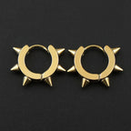 Stainless Steel Spiked Huggie Hoop Earrings for Men Women Black Punk Cone Rivet Spike Clicker Earrings Gothic Rock Jewelry Gift