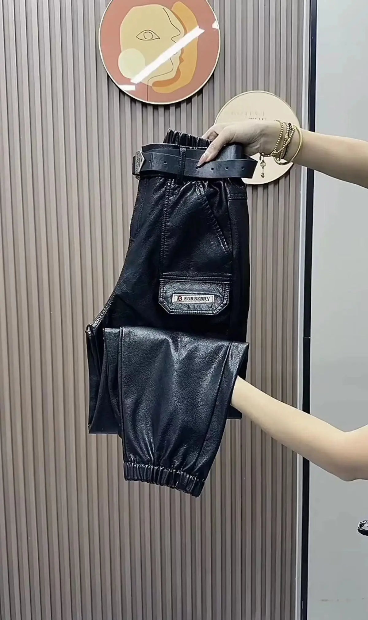 PENDRA Oversized Pocket Loose Leather Cargo Pants