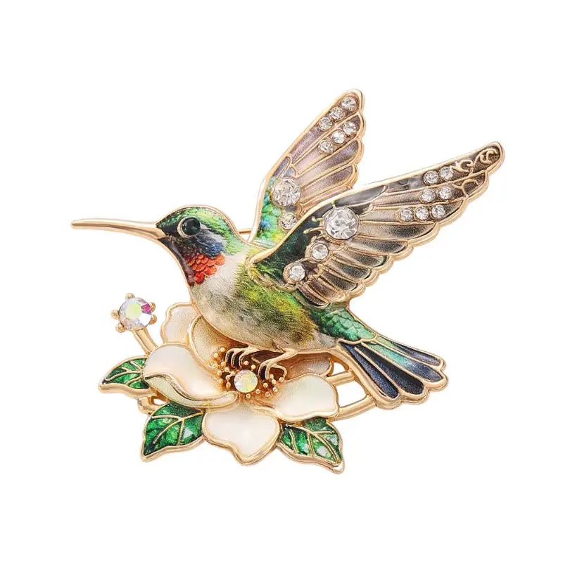 PENDRA Hummingbird Luminous Bird Brooch