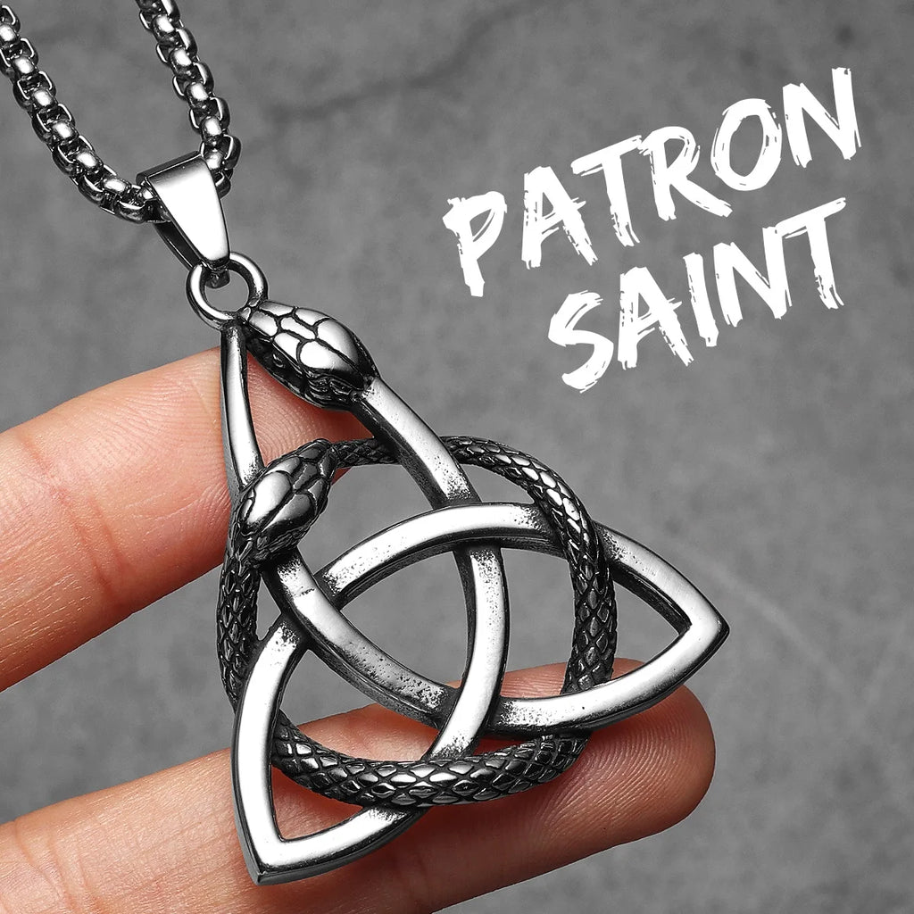PENDRA Snake Patron Saint Steel Necklace