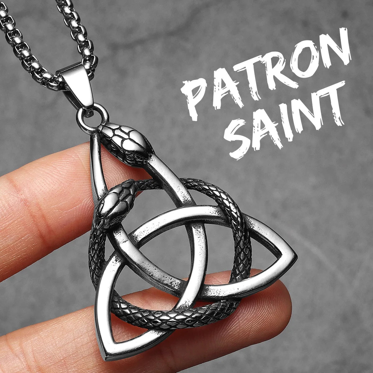 PENDRA Snake Patron Saint Steel Necklace
