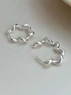 PENDRA Hollow Out Flower Hoop Earrings