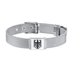 German Eagle Bracelet for Men Boys,Stainless Steel Mesh Adjustable Wristband,Germany Jewelry Gift