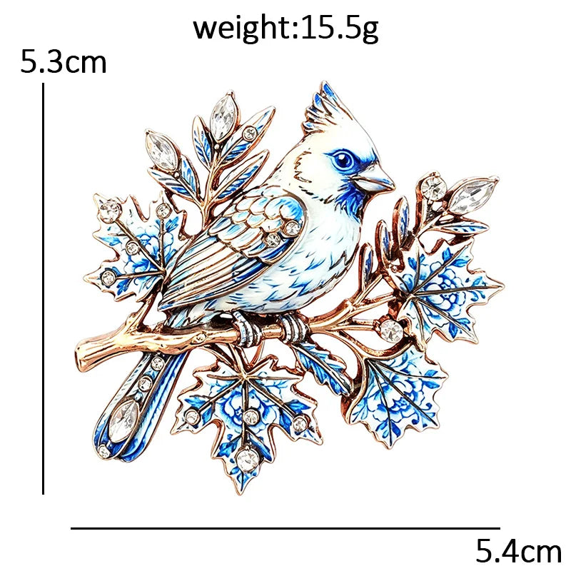 PENDRA Perched Songbird Vintage Rhinestone Brooch