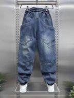 2026 Luxury Man Clothing Brands Men's New Retro Washed Elastic Jeans Summer Trendy Brand Harlan Pants Tied Feet Casual Trousers