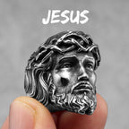Religion Jesus Skull Stainless Steel Womens Mens Rings Punk Vintage Amulet for Boyfriend Biker Jewelry Creativity Gift Wholesale