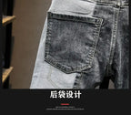 New Arrival High Quality KPOP Splicing Men's Designer Work Pants Jeans Grey Patchwork Korean Fashion Men Luxury Casual Pants