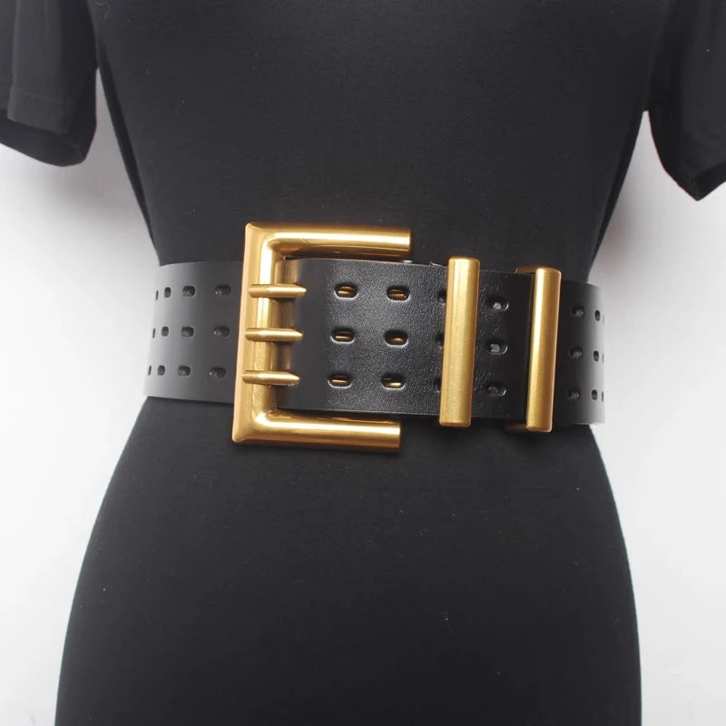 High-end luxury brands elegant Women's leather belt female Wide belt for Women gothic corset cummerbund Punk Cowboy Y2K belts