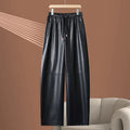 PENDRA High-Waist Drawstring Leather Pants