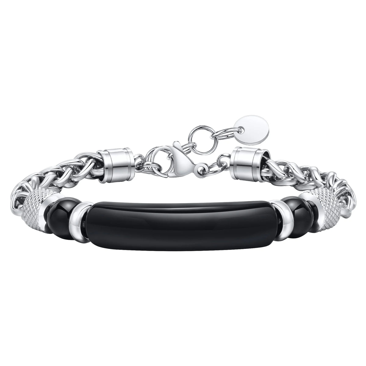 Mprainbow Mens Natural Stone Bracelets, Waterproof Stainless Steel Wheat Chain Wristband Gifts for Father Dad Birthday Christmas