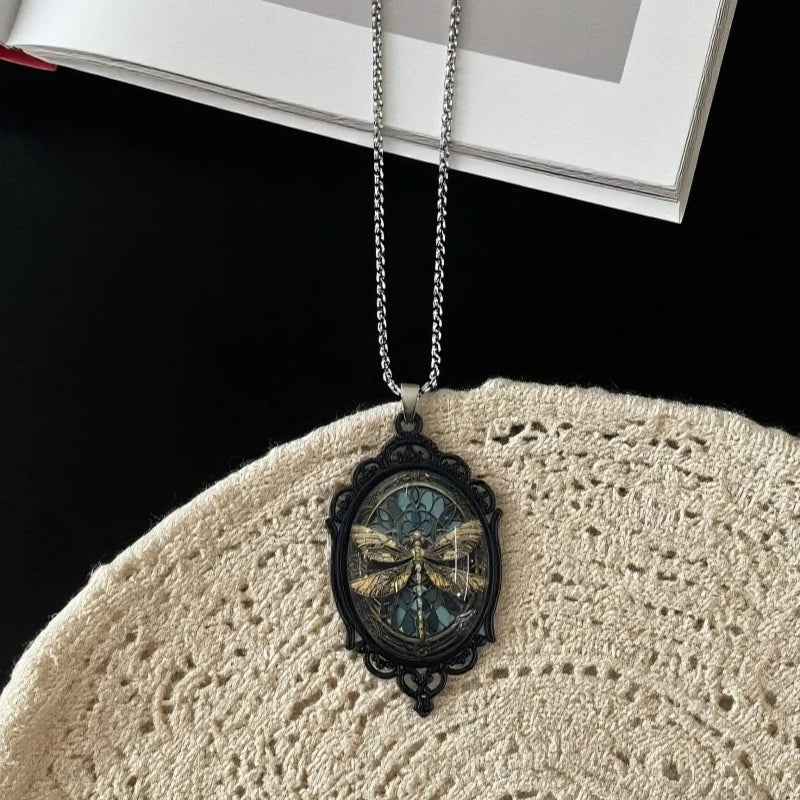 PENDRA Dragonfly Vintage Yellow Dragonfly Pendant