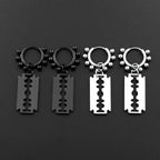Punk Gothic Razor Blade Drop Earrings for Women Men Black Silver Color Hip Hop Stainless Steel Beads  Earring Rock Party Jewelry