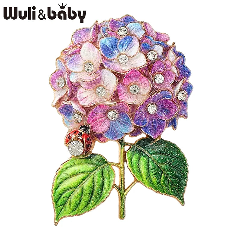 PENDRA Hydria 6-Color Hydrangea Ladybug Brooch