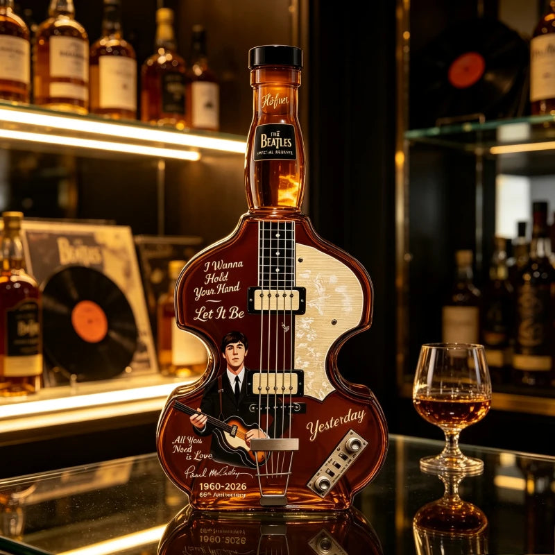 Paul McCartney The Beatles Glass Whiskey Decanter 350ml Guitar Shape Sticker Craft Liquor Bottle Music Fan Collection Gift