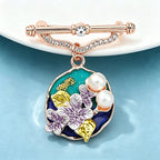 PENDRA Pearlfleur Natural Pearl Oil-Painting Flower Brooch