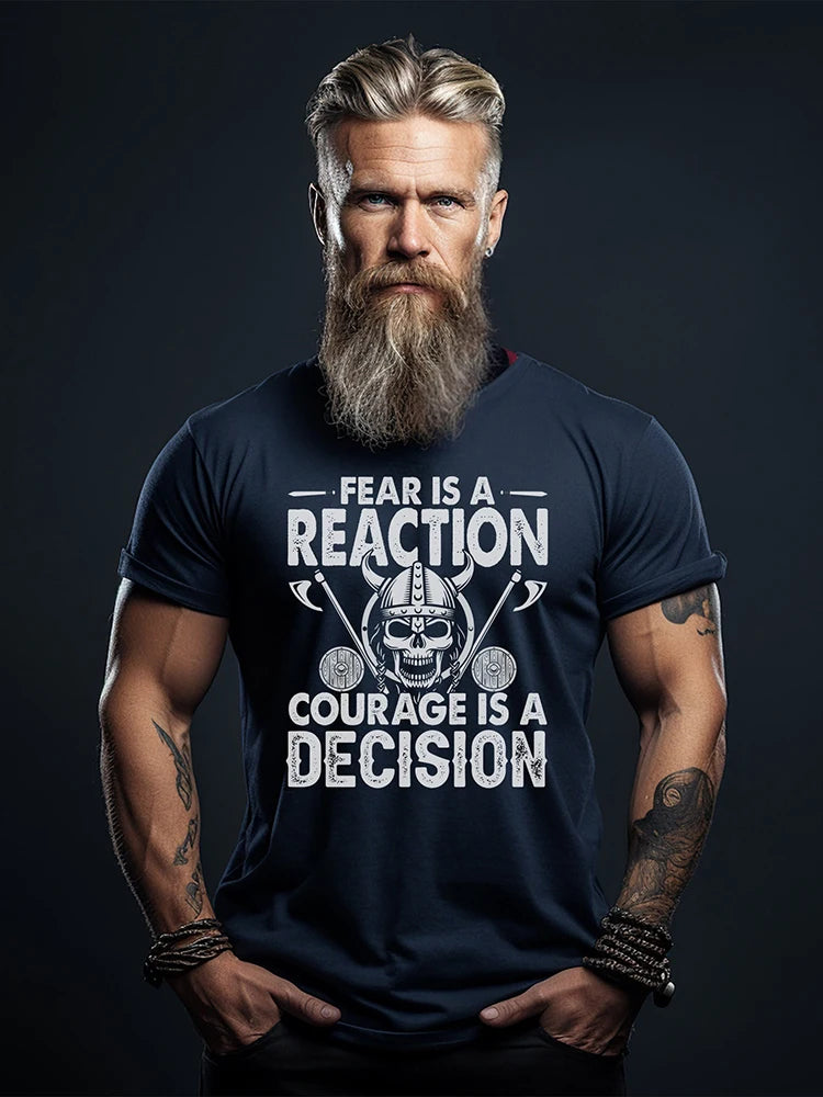 Summer Everyday Casual Men's T-shirt Fashionable Street Men's T-shirt Outdoor Sports Comfort Men's Short Sleeve Top Viking Print