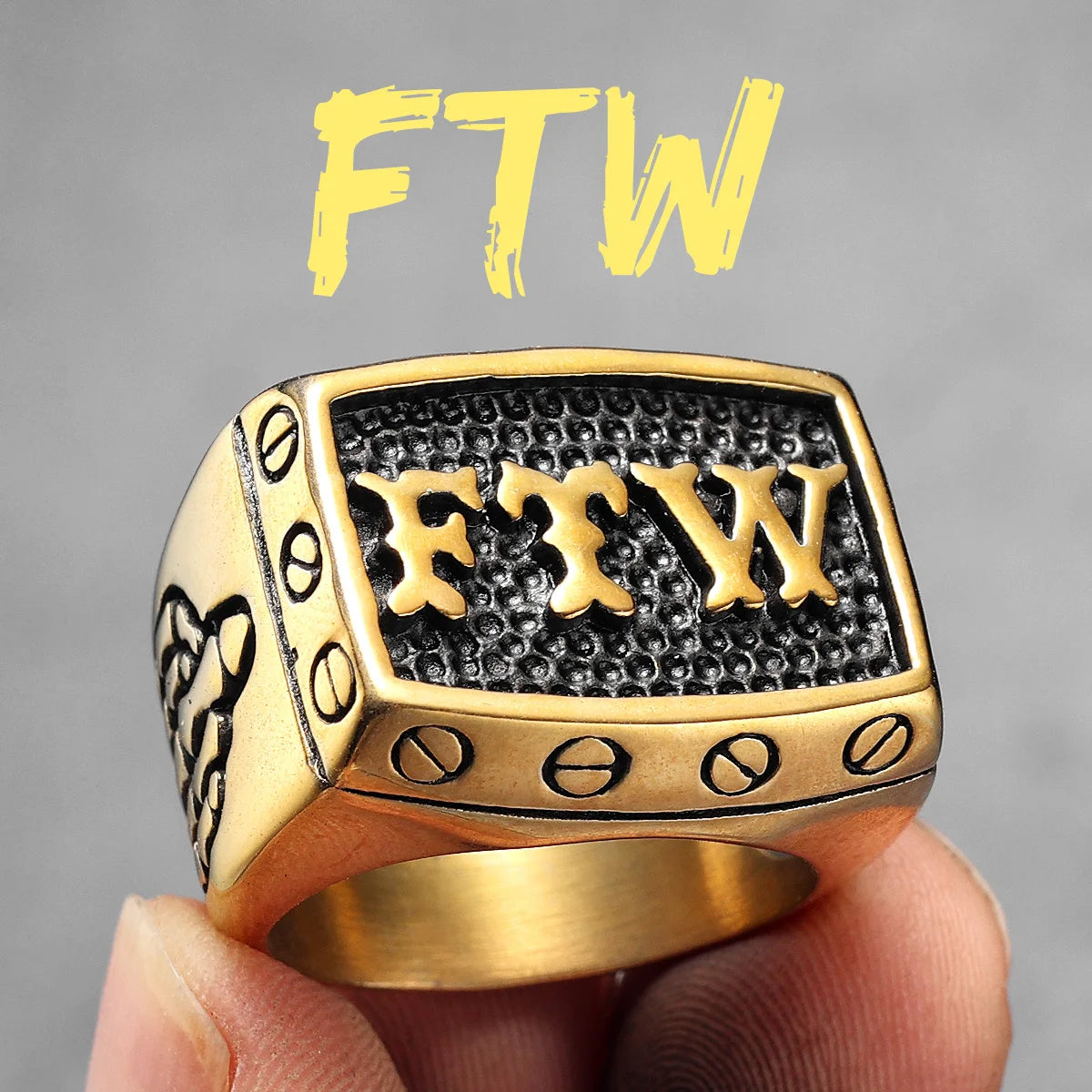 FTW Middle Finger Men Rings Stainless Steel Punk Vintage Cool Stuff Fashion Jewelry Accessories For Women Gift Wholesale