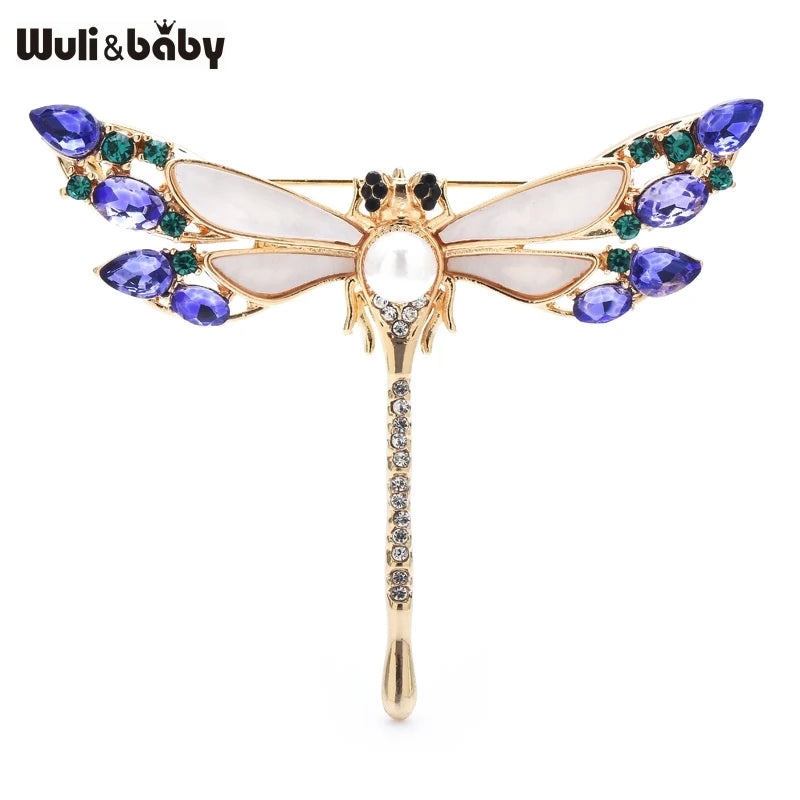 PENDRA Dragonfly Grace 2-Color Rhinestone Brooch