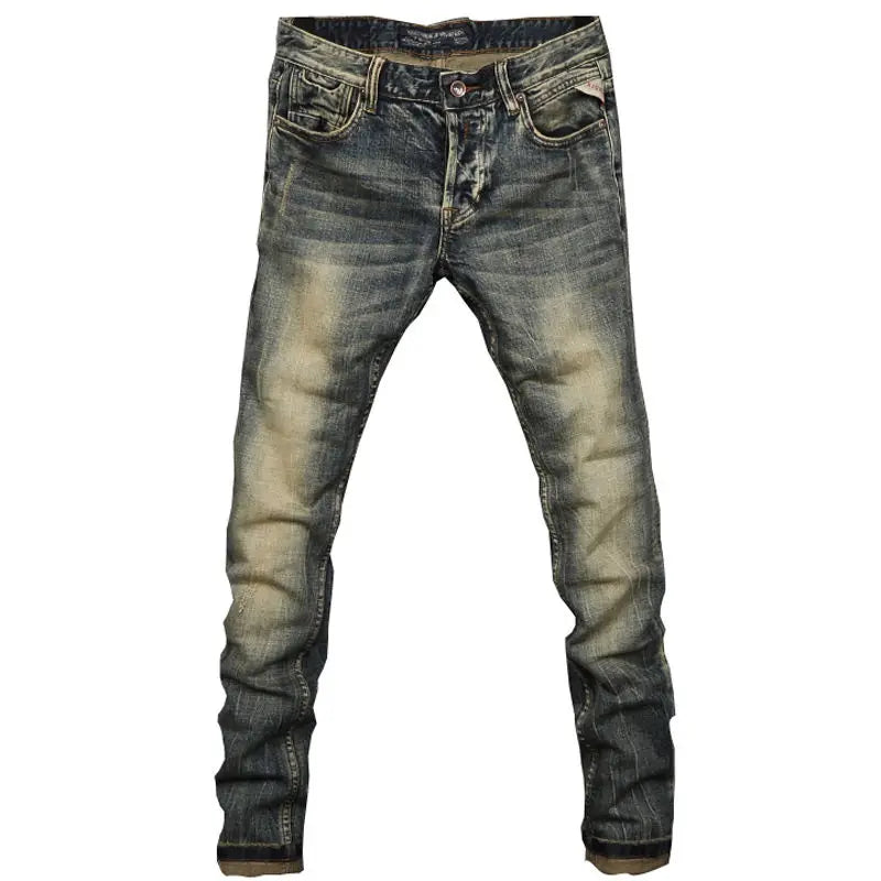 MEN FASHION Korean Style Clothes Brushed Fleece Denim Cargo Vintage Winter Straight Slim Luxury Streetwear 90s Trousers for Men